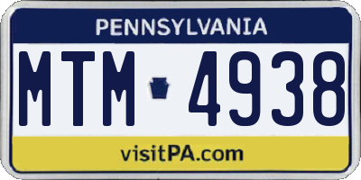 PA license plate MTM4938