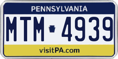 PA license plate MTM4939