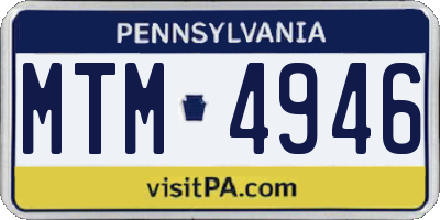 PA license plate MTM4946