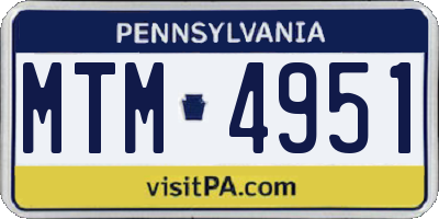 PA license plate MTM4951