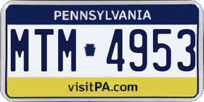PA license plate MTM4953