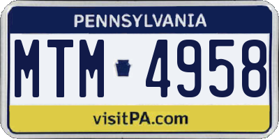 PA license plate MTM4958