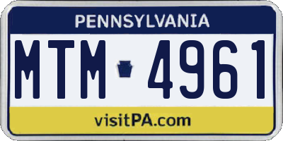 PA license plate MTM4961