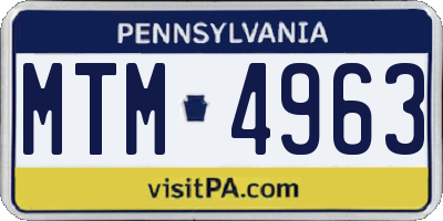 PA license plate MTM4963