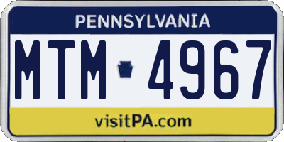 PA license plate MTM4967