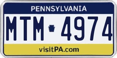PA license plate MTM4974