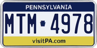 PA license plate MTM4978