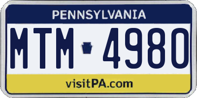 PA license plate MTM4980