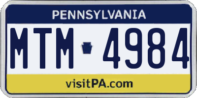 PA license plate MTM4984