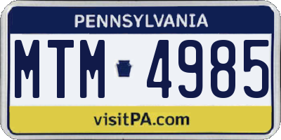 PA license plate MTM4985
