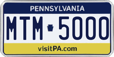 PA license plate MTM5000