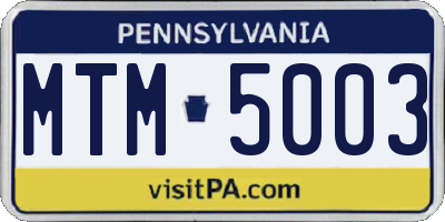 PA license plate MTM5003