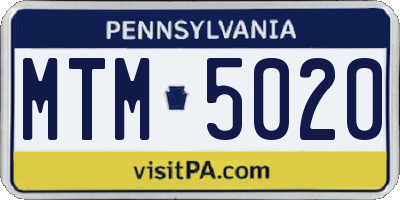PA license plate MTM5020