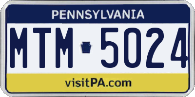PA license plate MTM5024