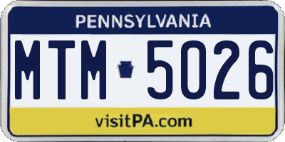 PA license plate MTM5026