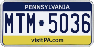 PA license plate MTM5036