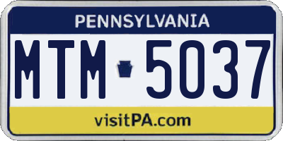 PA license plate MTM5037