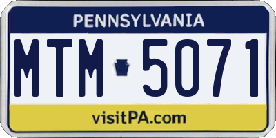 PA license plate MTM5071