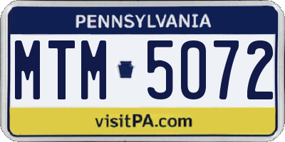 PA license plate MTM5072