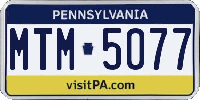 PA license plate MTM5077