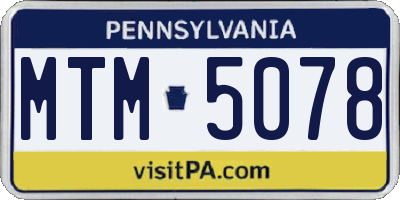 PA license plate MTM5078