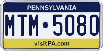 PA license plate MTM5080