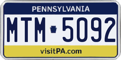 PA license plate MTM5092