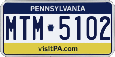 PA license plate MTM5102