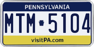 PA license plate MTM5104