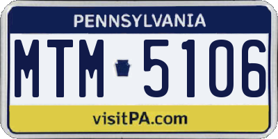 PA license plate MTM5106