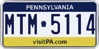 PA license plate MTM5114
