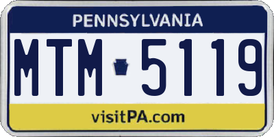 PA license plate MTM5119