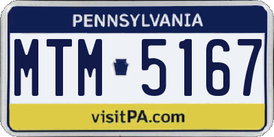 PA license plate MTM5167