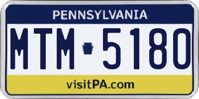 PA license plate MTM5180