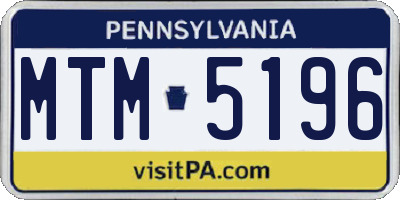 PA license plate MTM5196