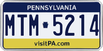 PA license plate MTM5214