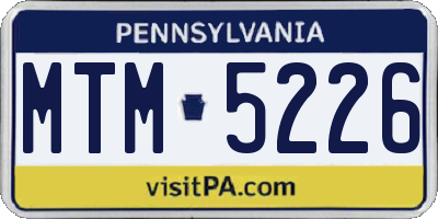 PA license plate MTM5226