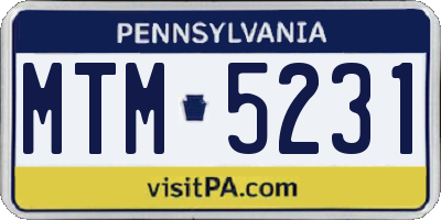 PA license plate MTM5231