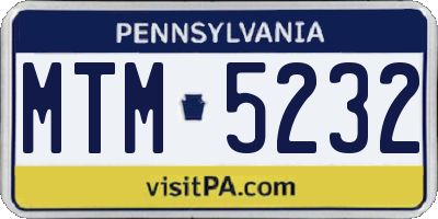 PA license plate MTM5232