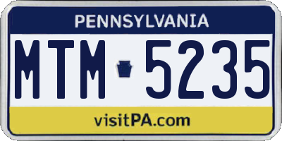 PA license plate MTM5235