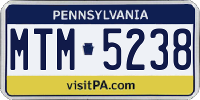 PA license plate MTM5238