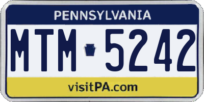 PA license plate MTM5242