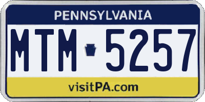 PA license plate MTM5257