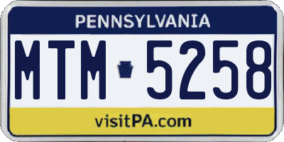 PA license plate MTM5258