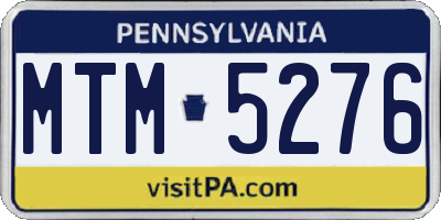 PA license plate MTM5276