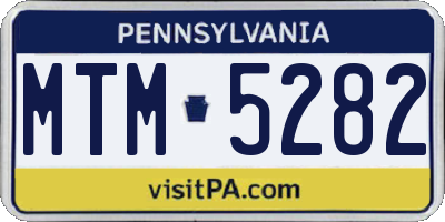 PA license plate MTM5282