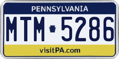 PA license plate MTM5286