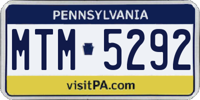 PA license plate MTM5292