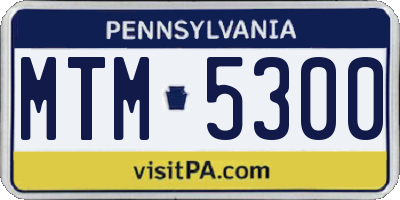 PA license plate MTM5300
