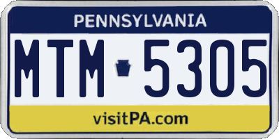 PA license plate MTM5305